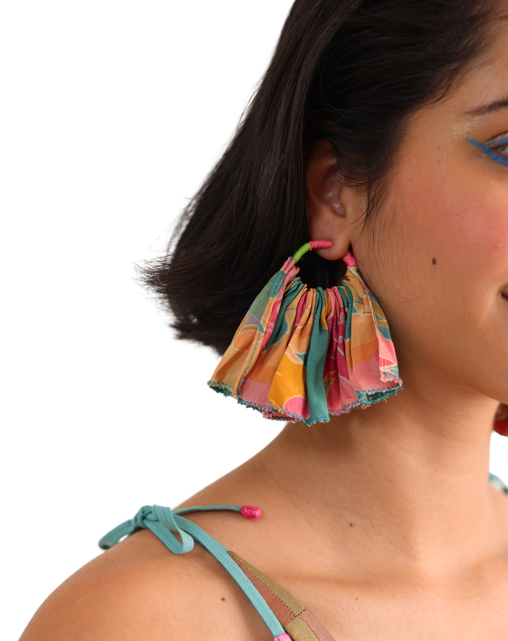 Draped Scarf with Gathered Earrings