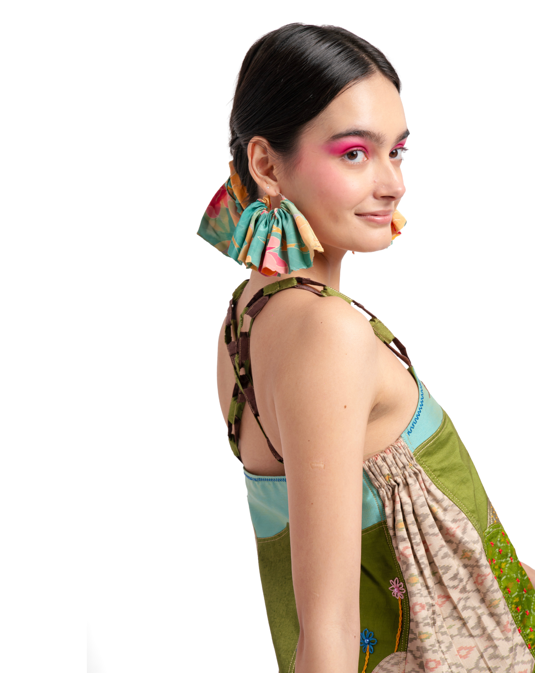 Draped Scarf with Gathered Earrings