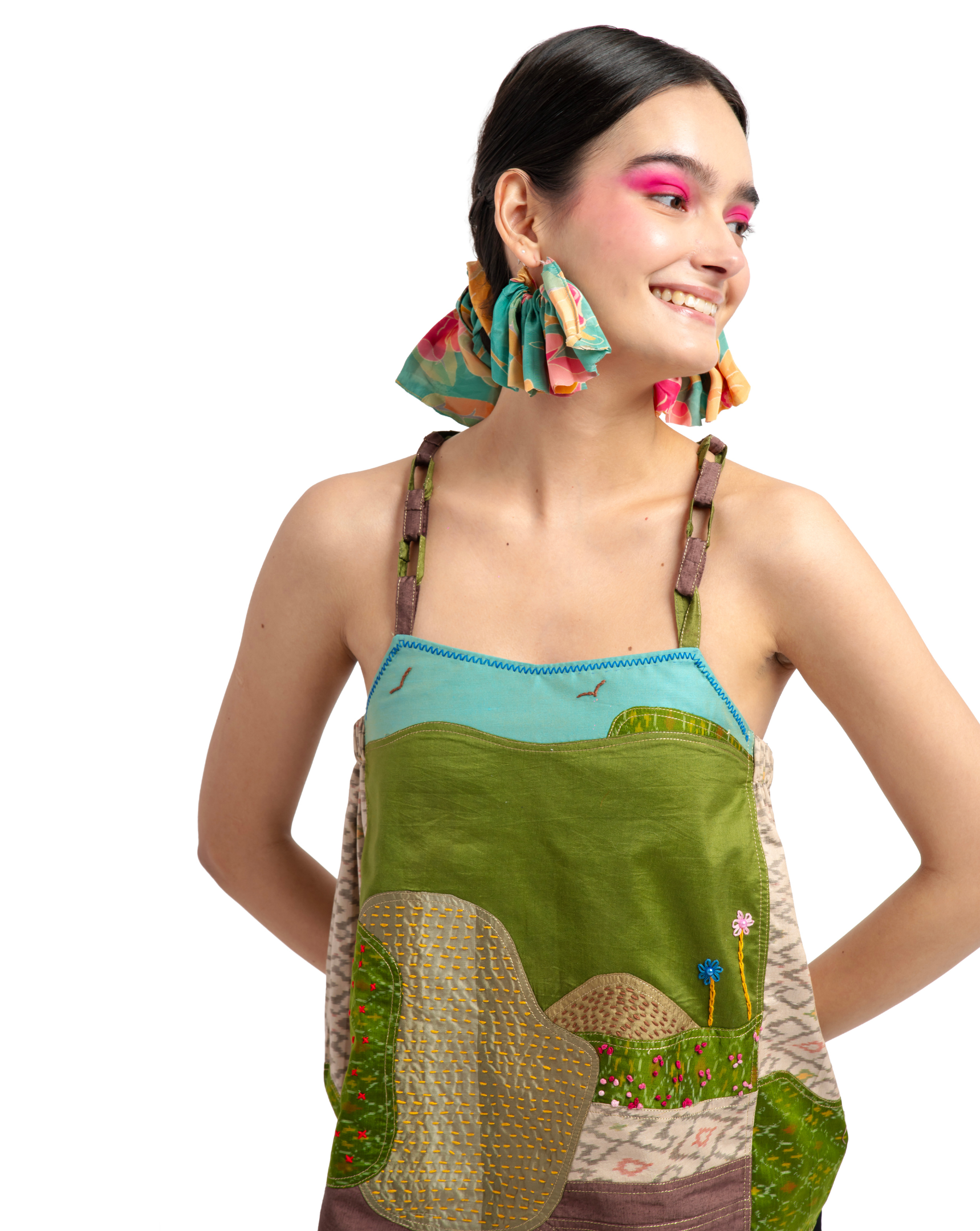 Draped Scarf with Gathered Earrings