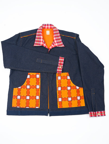 Orange Pocket Denim Jacket